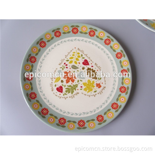 color leaves decoration dinner plate ceramic, porcelain tableware round plate